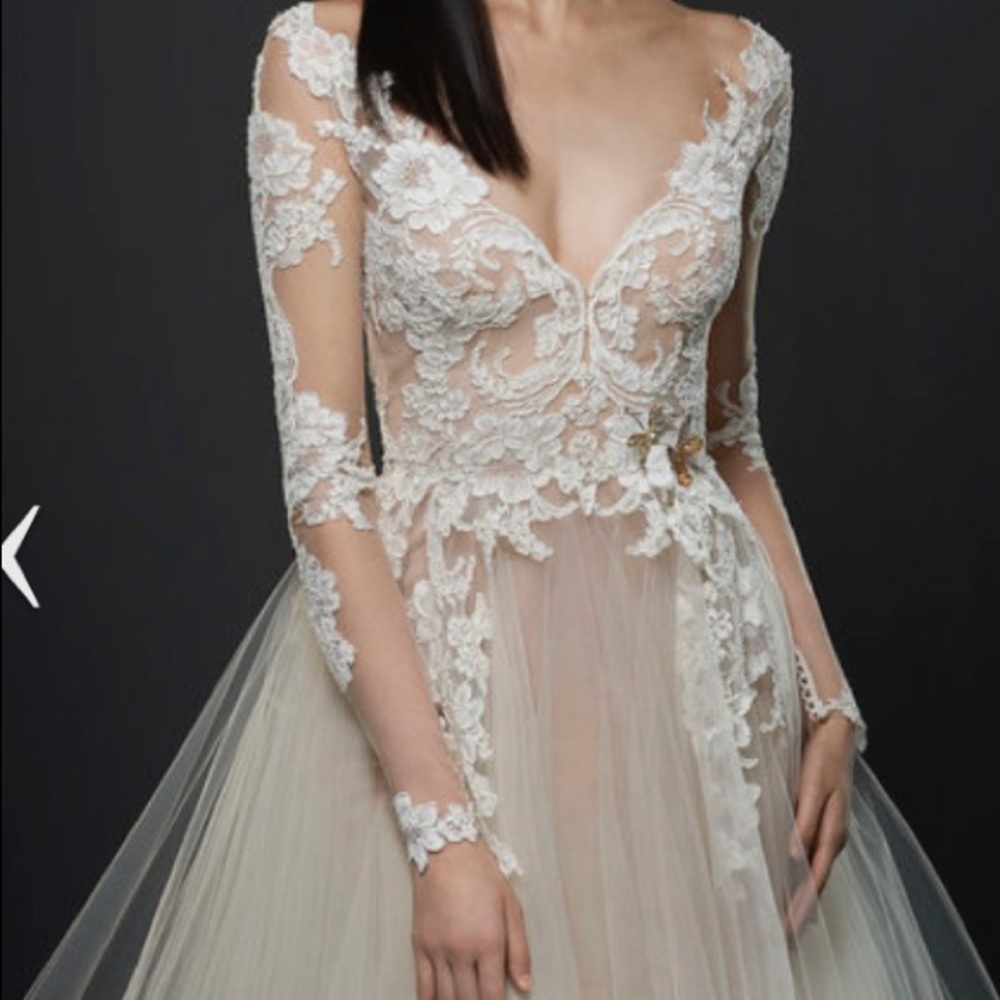 Lazaro Sample Ivory Lace Bridal Gown Style 3762